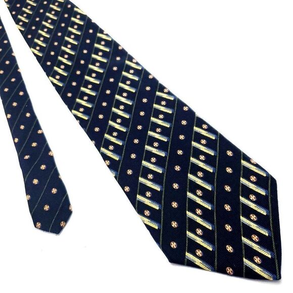Nautica Black Silk Tie Woven Short‎ Wide Check Striped - Picture 1 of 6